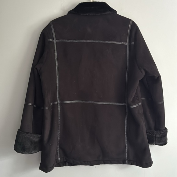 Liz Claiborne Faux Fur Shearling Coat Black Size Large - Picture 6 of 6